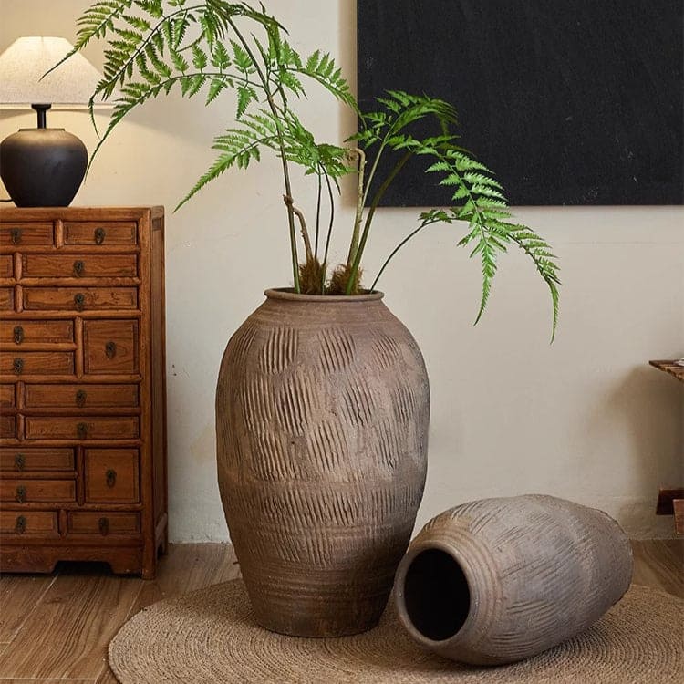 RusticReach Large Floor-Standing Clay Pot