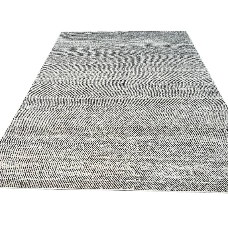 Hand-Tufted Wool Modern Tufted Stripes Rug, 5' x 8', Blue Area Rug, Elegant Soft Texture for Living Rooms - L