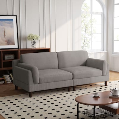 90" Oversized Corduroy Living Room Sofa With Reversible Cushions