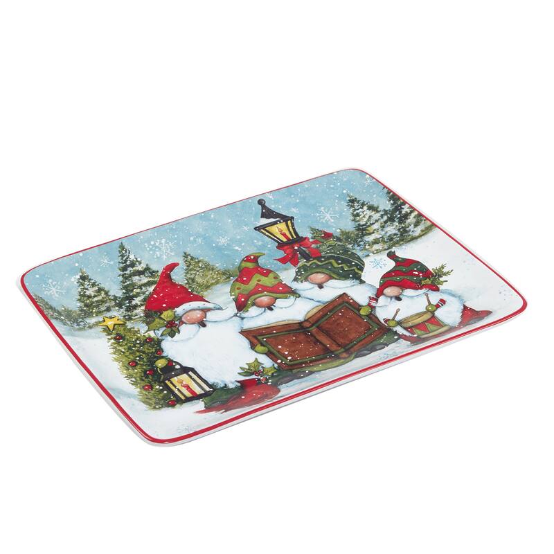 Certified International Christmas Gnomes Rectangular Platter 16" x 12" - 16" x 12"