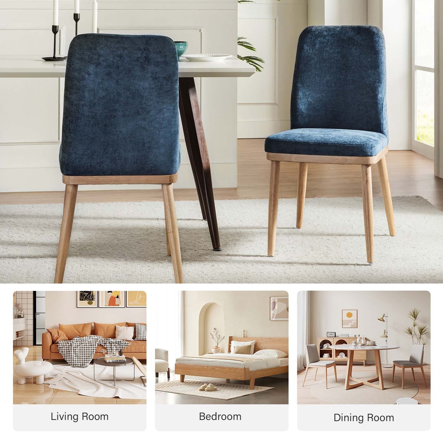 Emilia Mid century Modern Upholstered Dining Chair Set of 4 by HULALA HOME