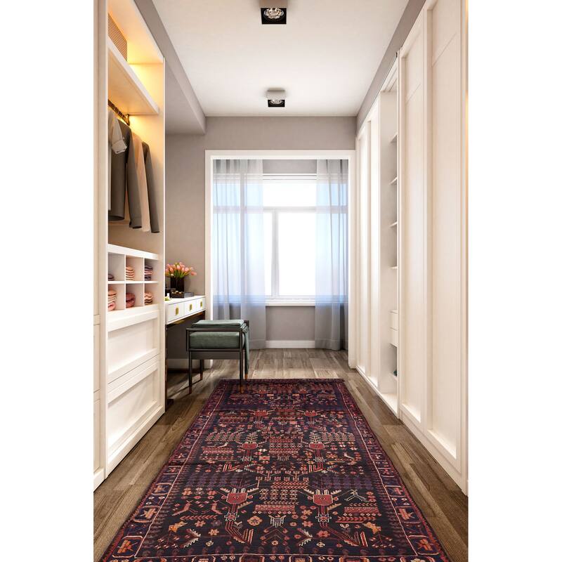 ECARPETGALLERY Hand-knotted Andelz Dark Navy Wool Rug - 5'3 x 12'8