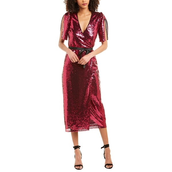 monique lhuillier sequin wrap dress