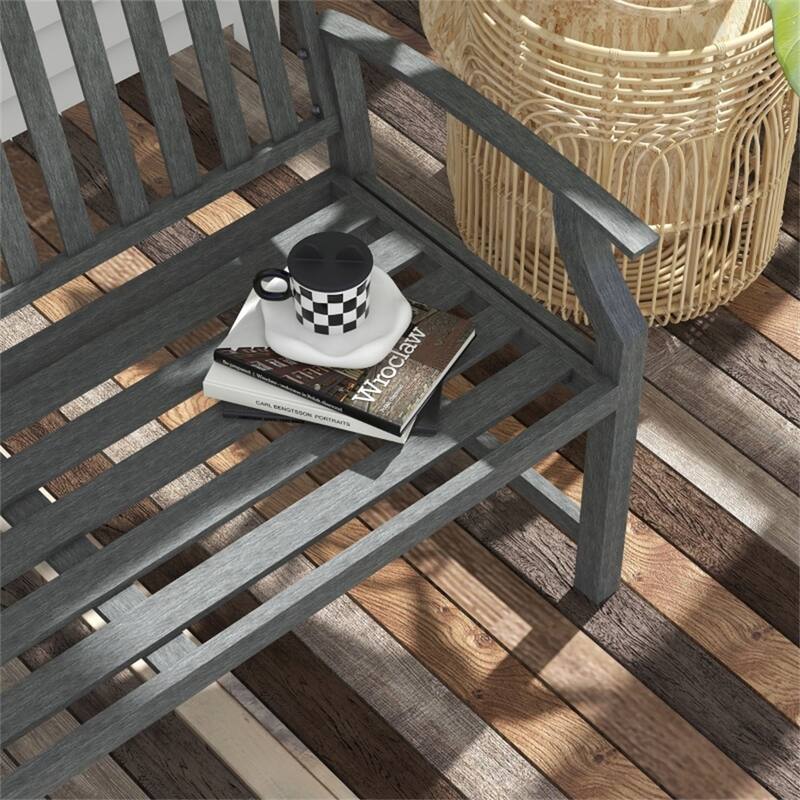 Steel Outdoor Bench for Patio Garden with Slatted Seat - 50" W x 23.5" D x 33" H