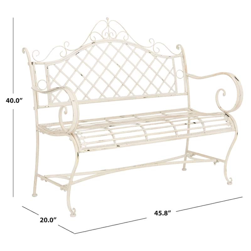 SAFAVIEH Outdoor Tinela Wrought Iron 46-inch Garden Bench - 45.8" W x 20" L x 40" H - 46Wx20Dx40H