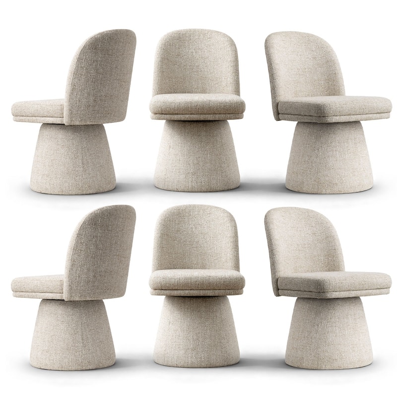 Upholstered Swivel Dining Chair(Set of 6) - Oatmeal