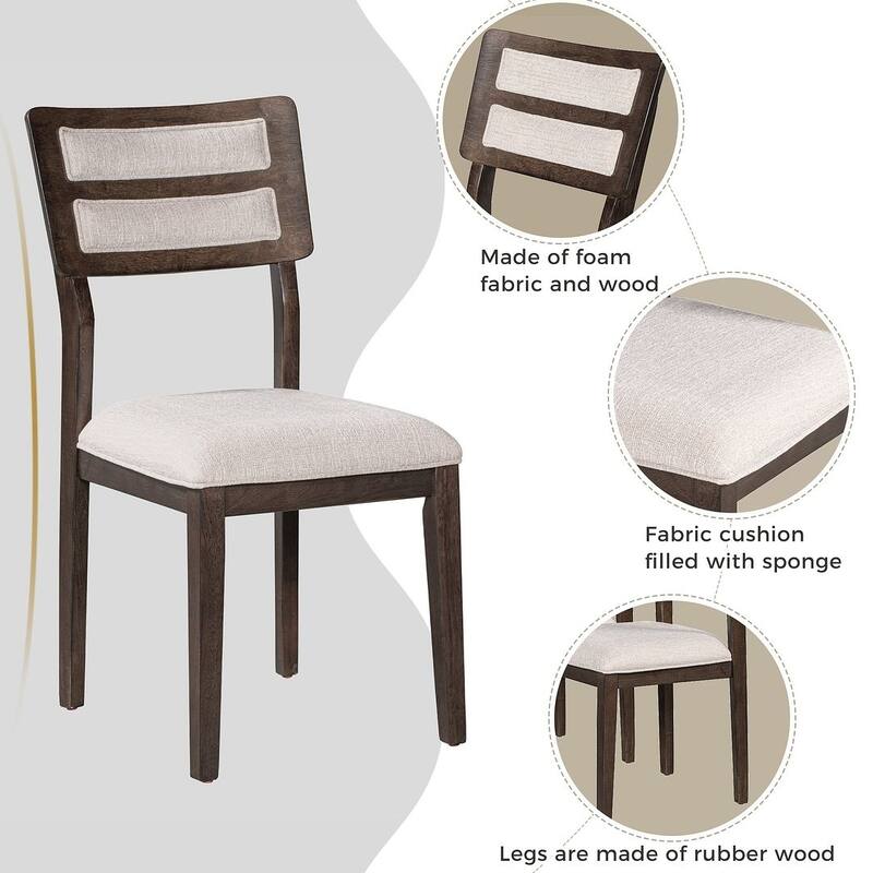6 PCS Classic Dining Set for 6 with Bench and Upholstered Chairs