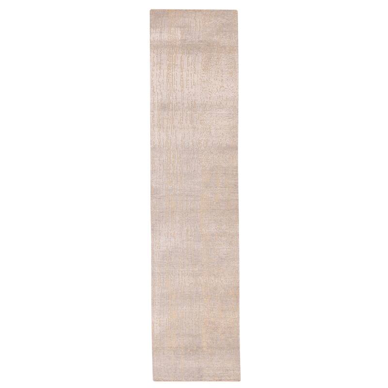 ECARPETGALLERY Hand-knotted Legacy Light Grey Silk, Wool Rug - 2'4 x 10'0