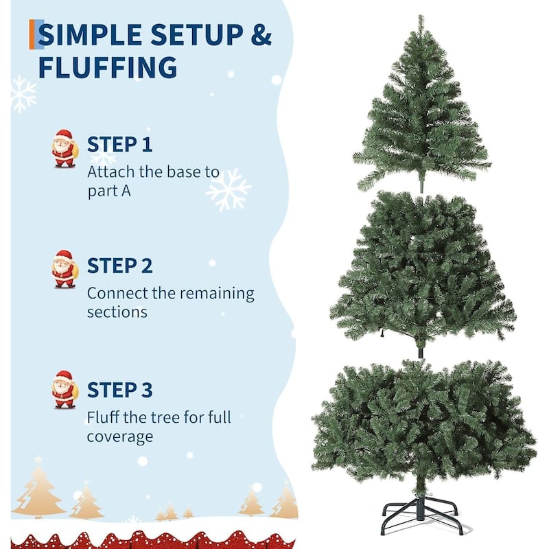 Pre-Lit Artificial Spruce Christmas Tree with White Lights, Unlit Hinged Design