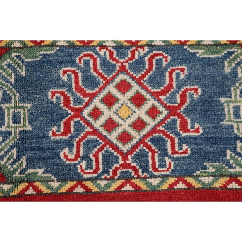 Striped Oriental Kazak Area Rug Hand-Knotted Wool Carpet - 6'7" x 9'9"