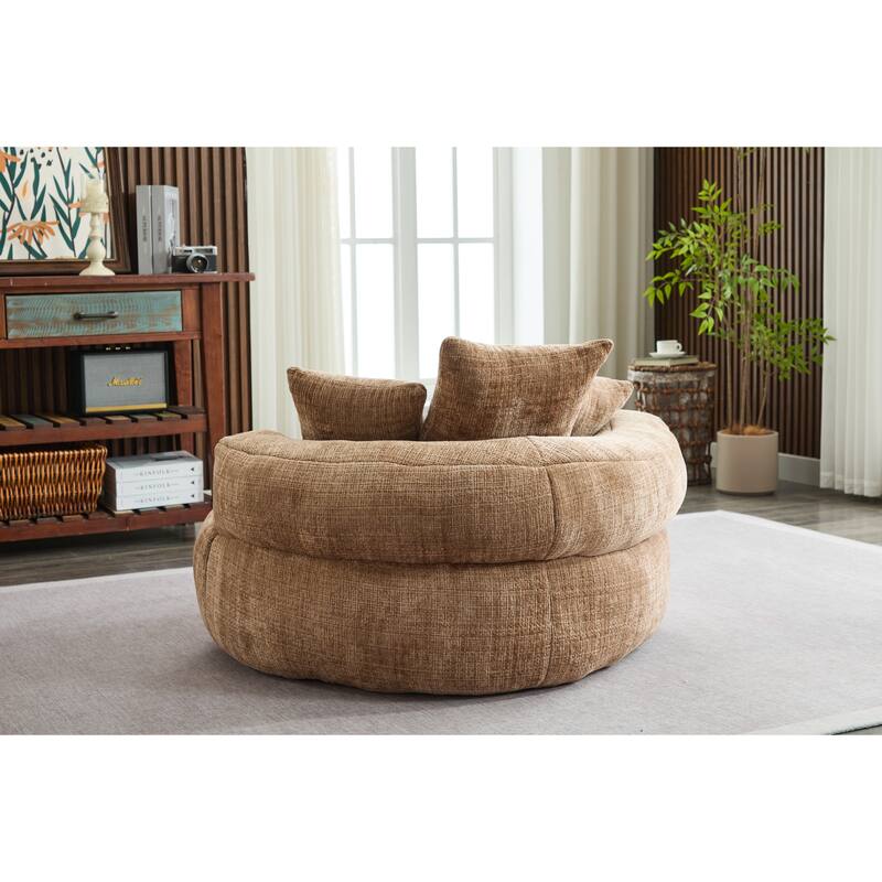 Bean Bag Lazy Sofa with Ultra Soft Chenille Cover,Round Bean Bag,Indoor & Outdoor - Coffee