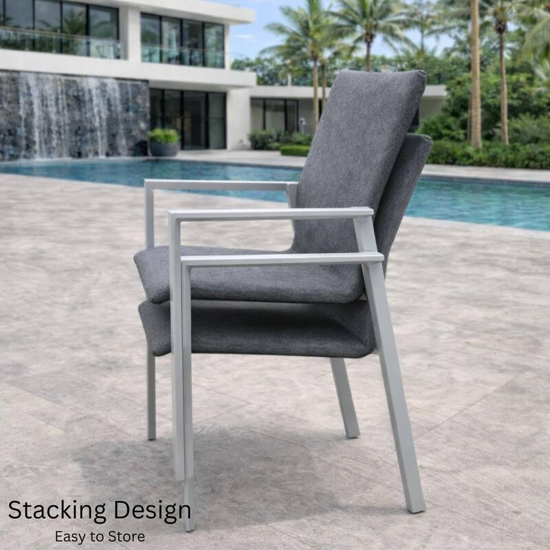 Bailey Light Grey 11-Piece Aluminum Outdoor Dining Set with Sling Set in Midnight Grey - N/A