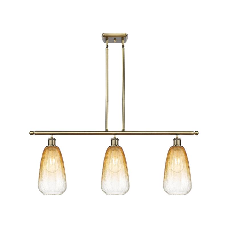 Innovations Lighting Endless Possibilities Ballston - Brookhaven Almond - 3 Light 36" Stem Hung Island Light - Antique Brass/Amber