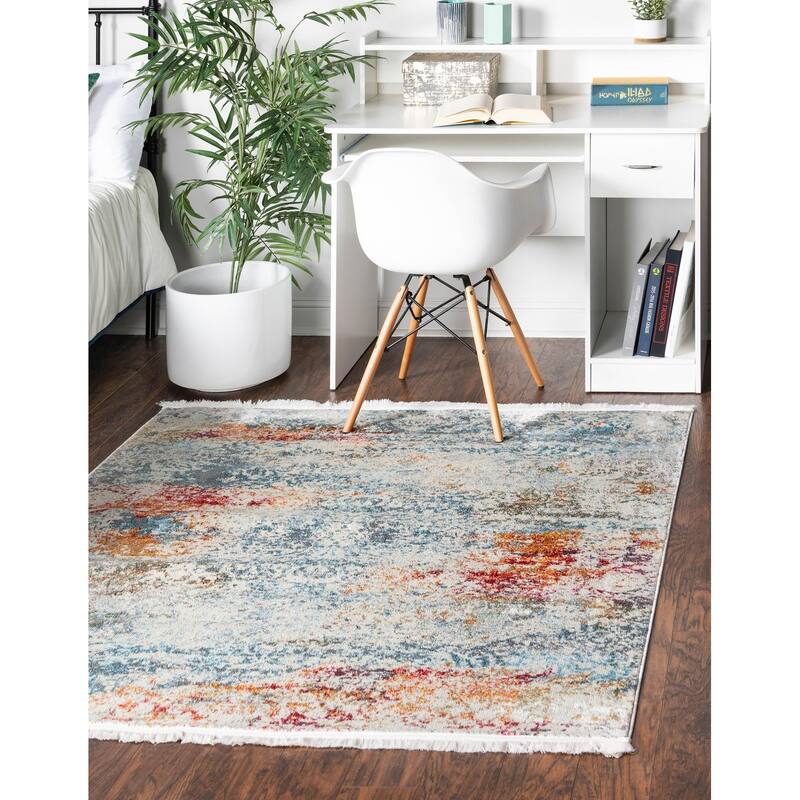 Transitional Samana Collection Area Rug - 5' Square - Cream