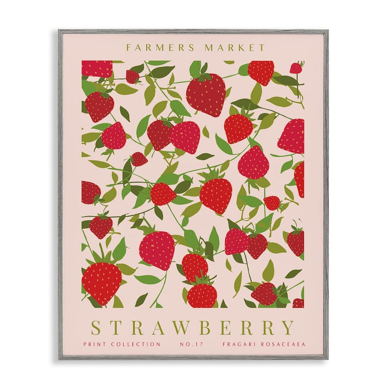 Stupell Strawberry Gallery Print Framed Giclee Art Design By Kamdon Kreations - 11 x 14 - Grey