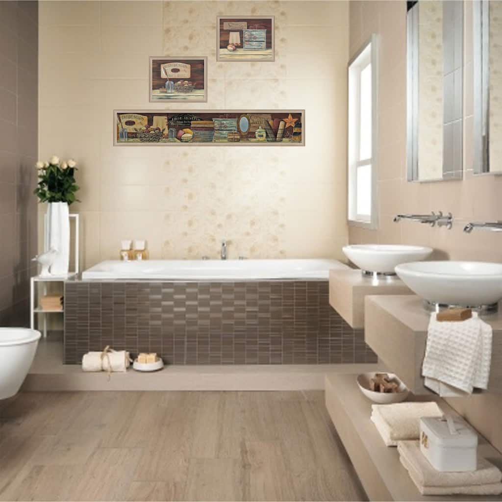TrendyDecor4U Contemporary "Country Bath I Collection" 3-Piece Vignette by Pam Britton
