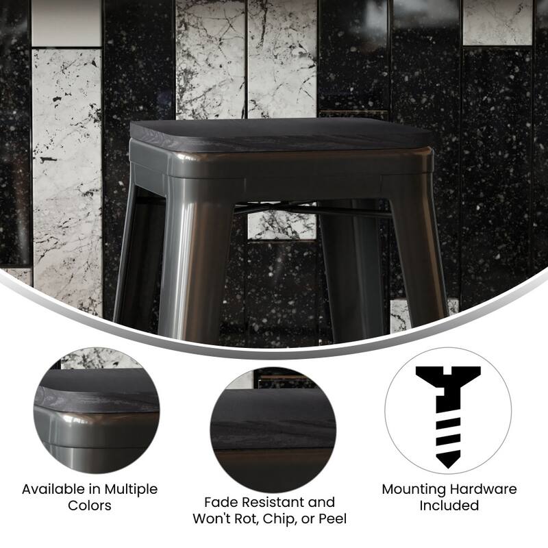 All-Weather Polyresin Seat for Colorful Metal Stools and Chairs-4 Pack