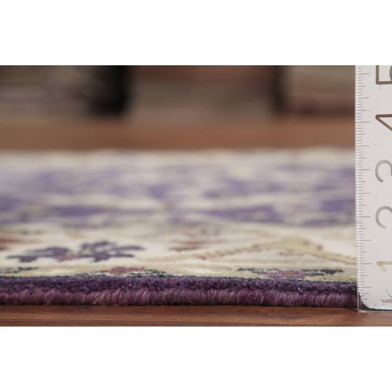 Purple Oushak Indian Area Rug Hand-Knotted Wool Carpet - 4'1"x 5'11"