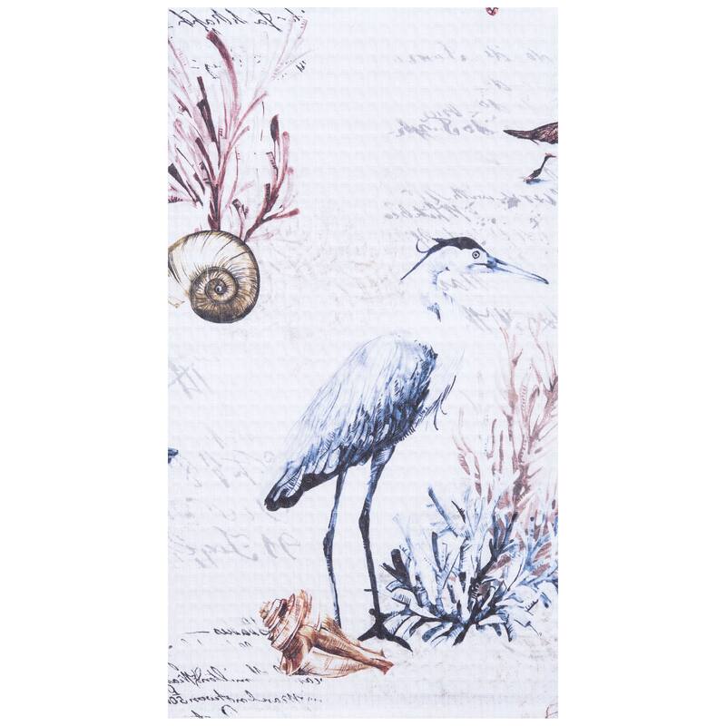 27" x 18" Heron Kitchen and Bathroom Graphic Print Hand Towel - Blue