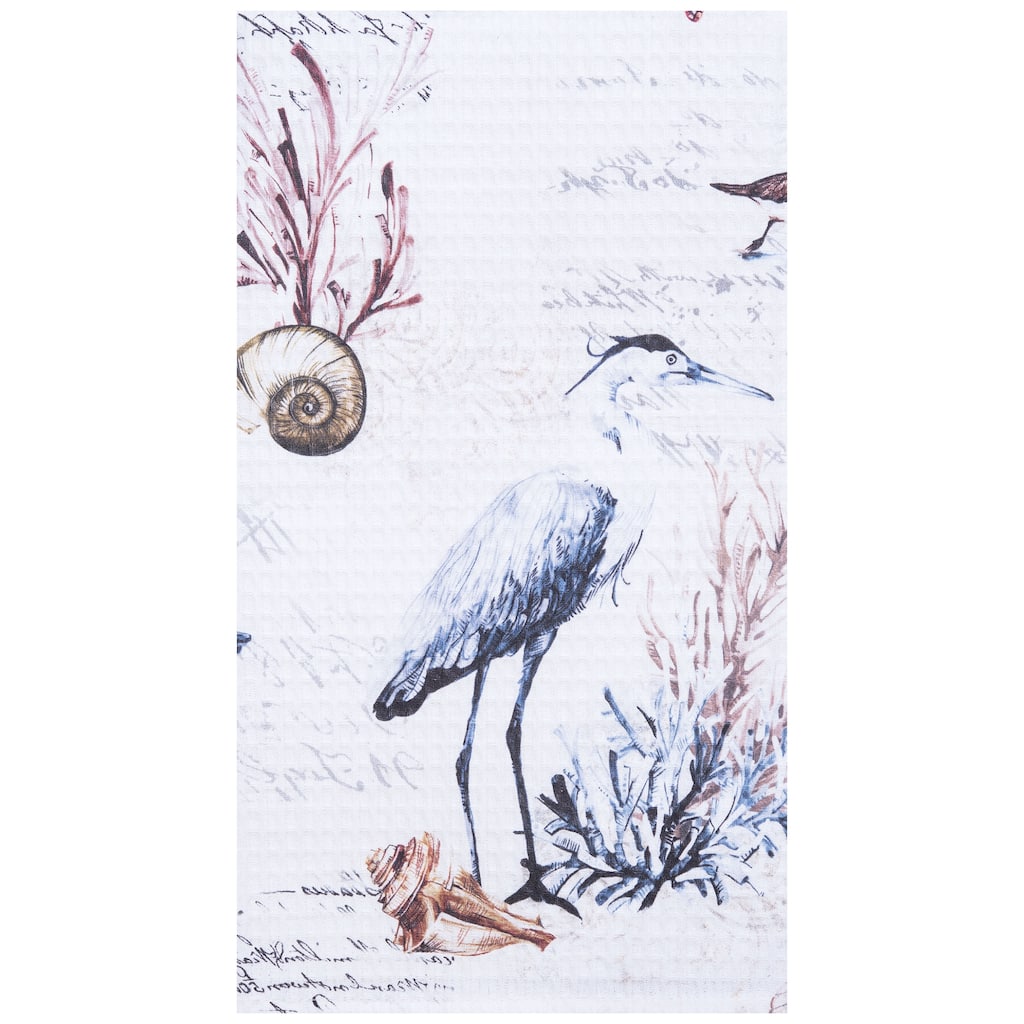 27" x 18" Heron Kitchen and Bathroom Graphic Print Hand Towel - Blue