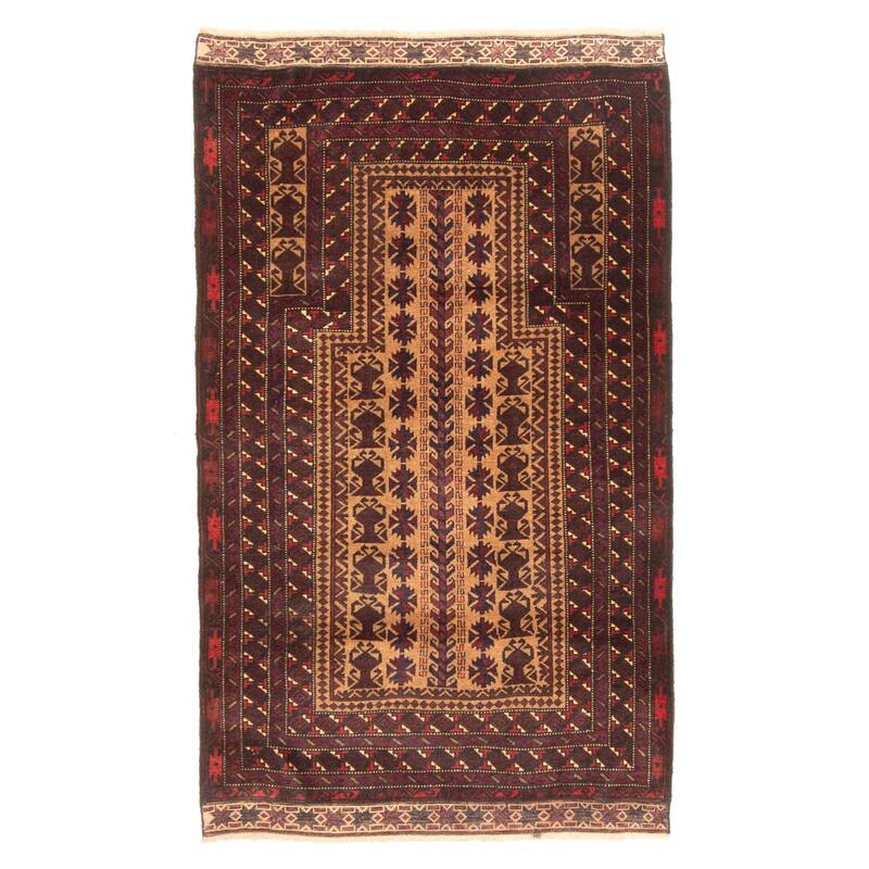ECARPETGALLERY Hand-knotted Teimani Brown Wool Rug - 2'10 x 4'9