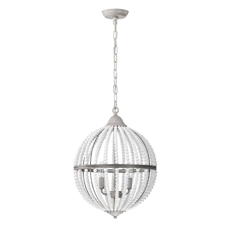 Auster 15 Inch Beads Bohemian Globe Pendant with 3 Light