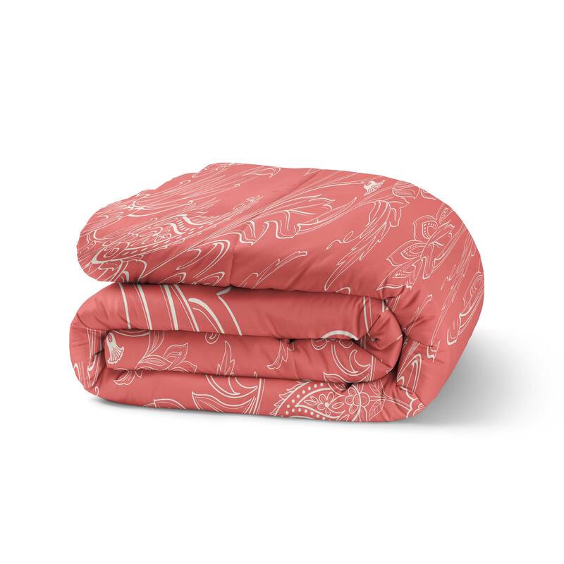 JACOBEAN FLORAL CORAL Comforter Set By Kavka Designs On Sale Bed