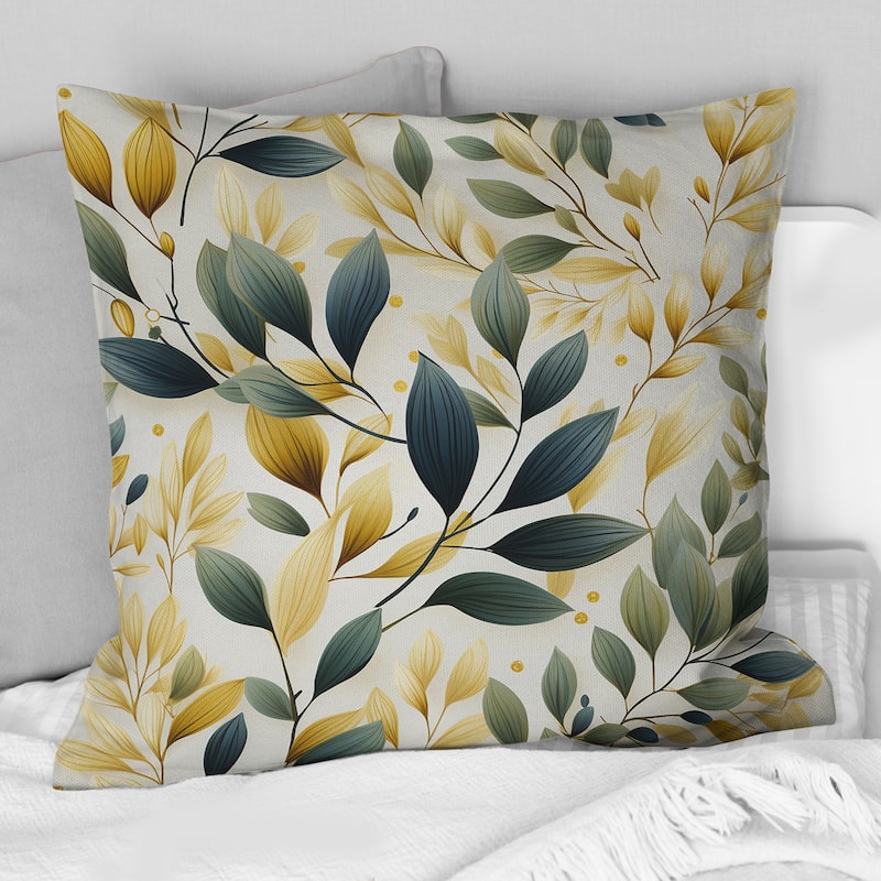 Designart "Tranquil Leaves III" Plants Printed Throw Pillow - 16 x 16