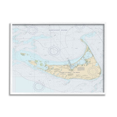 Stupell Nantucket Island Coastal Massachusetts Traditional Nautical Map Framed Wall Art