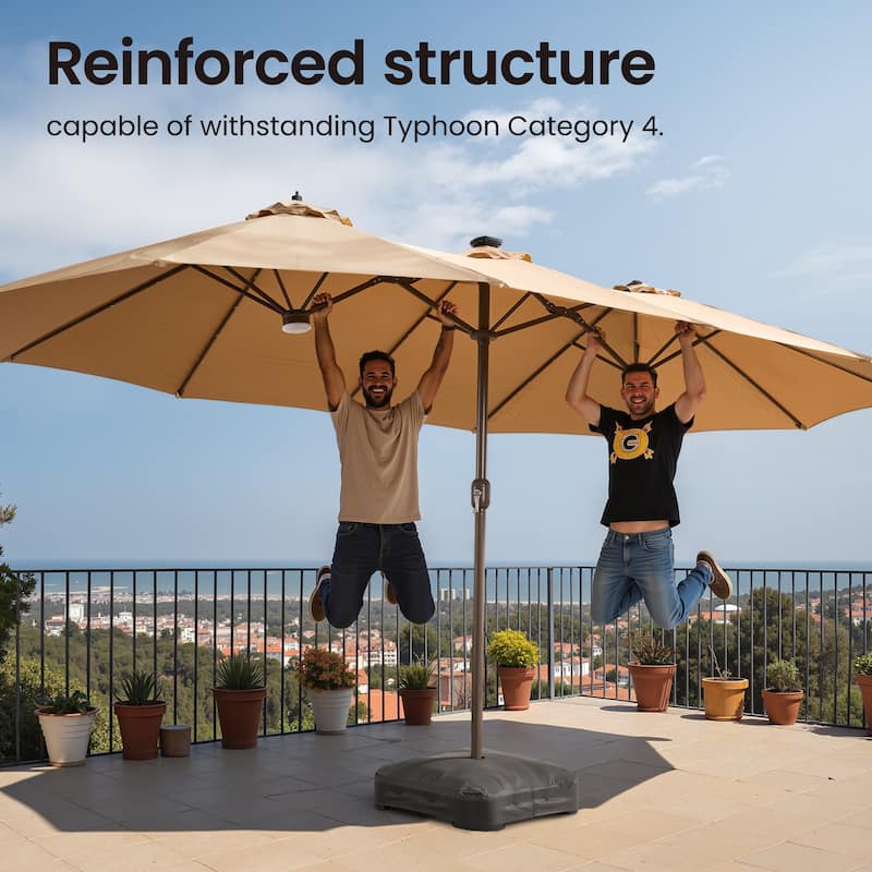 ​OVIOS 15ft Double Side Patio Umbrella Extra Large with Light