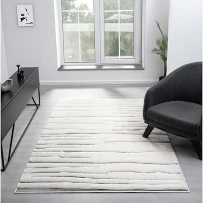 Natural Collection Modern Abstract Cream Area Rug