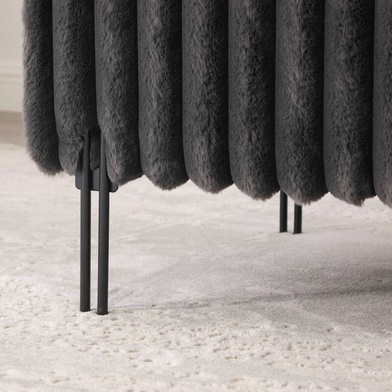 49.6"W Oversized Modern Upholstered Bench Ottoman with Metal Legs