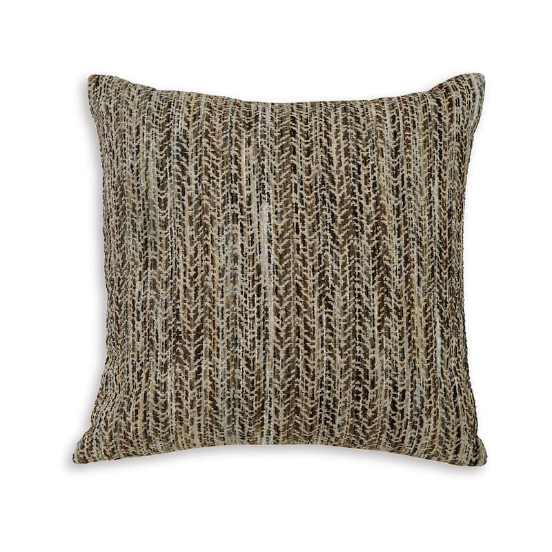 Nera 20 Inch Accent Pillow Set of 4, Distressed Chevron Pattern, Tan Black