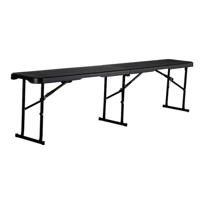 2-Piece 6 Feet HDPE Panel Foldable Bench with Lightweight Sturdy Steel Legs for Weddings or Parties - 71.8" x 11" x 16.9"