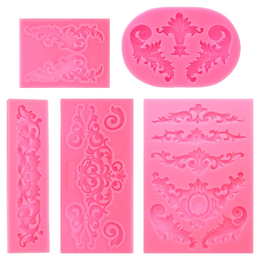 5PCS Polymer Clay Mold, Fondant Mold 3D Iod-Mold Silicone Rose