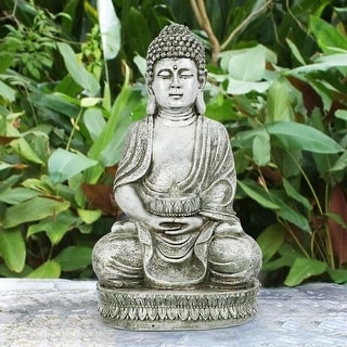 Meditating Sitting Buddha Solar Lights Patio Statue Light Decor. - Bed ...