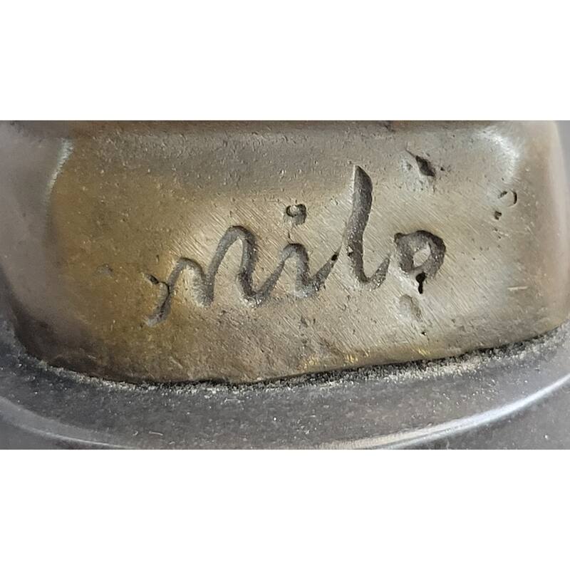 Signed Abstract Modern Art Nursery Decor Mother Child Love Bronze Sculpture By Milo