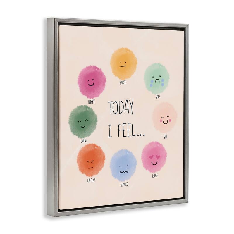 Stupell Educational Wheel of Emotions Framed Floater Canvas Wall Art Design By Chen Alyesh