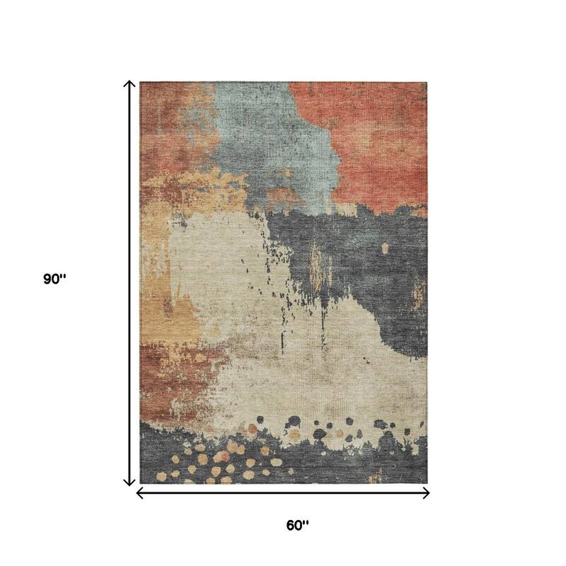 HomeRoots Abstract Transitional Rectangle Outdoor Rug