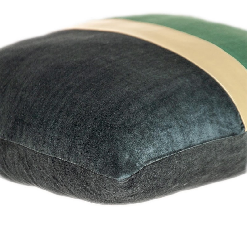 Dark Grey Gold and Purple Tufted Velvet Square Pillow