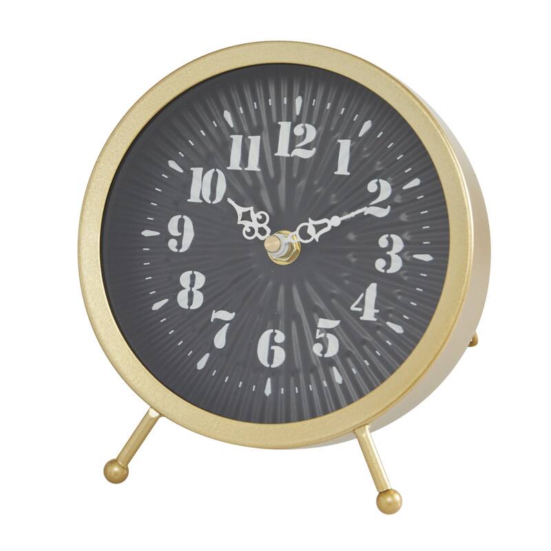 Gold Metal Decorative Clock (Set of 2) - 6 x 6 x 7 Round