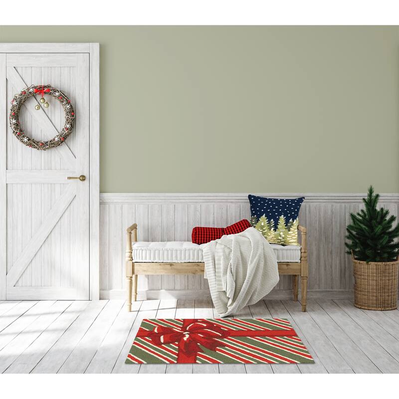 Liora Manne Frontporch Giftbox Indoor/Outdoor Rug Red