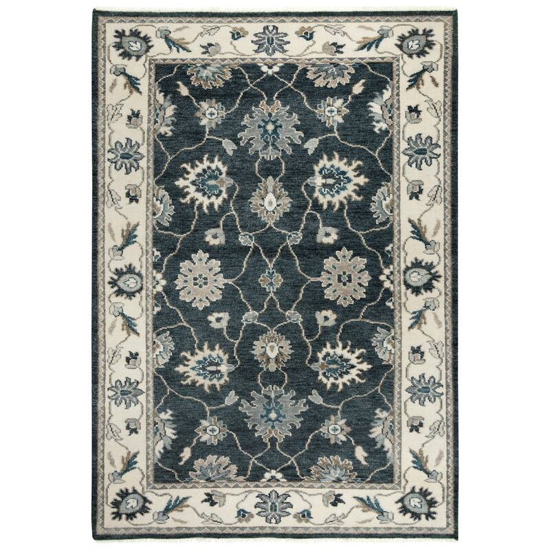 Alora Decor Mila Black, Charcoal, and Ivory Hand-tufted Wool Blend Rug - 8' x 10'