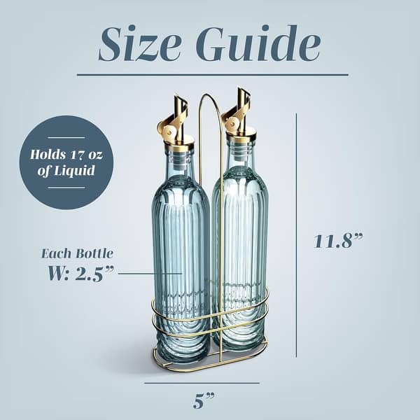 dimension image slide 5 of 20, COOK WITH COLOR Glass Olive Oil Bottle Dispenser - 2 Pack- 17oz Oil and Vinegar Carafe Decanter