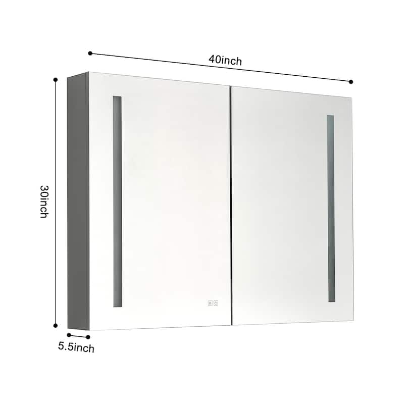 LED Lighted Medicine Cabinet with Defogger, Adjustable Brightness, USB & 3X Magnification Mirror - 30X40 in