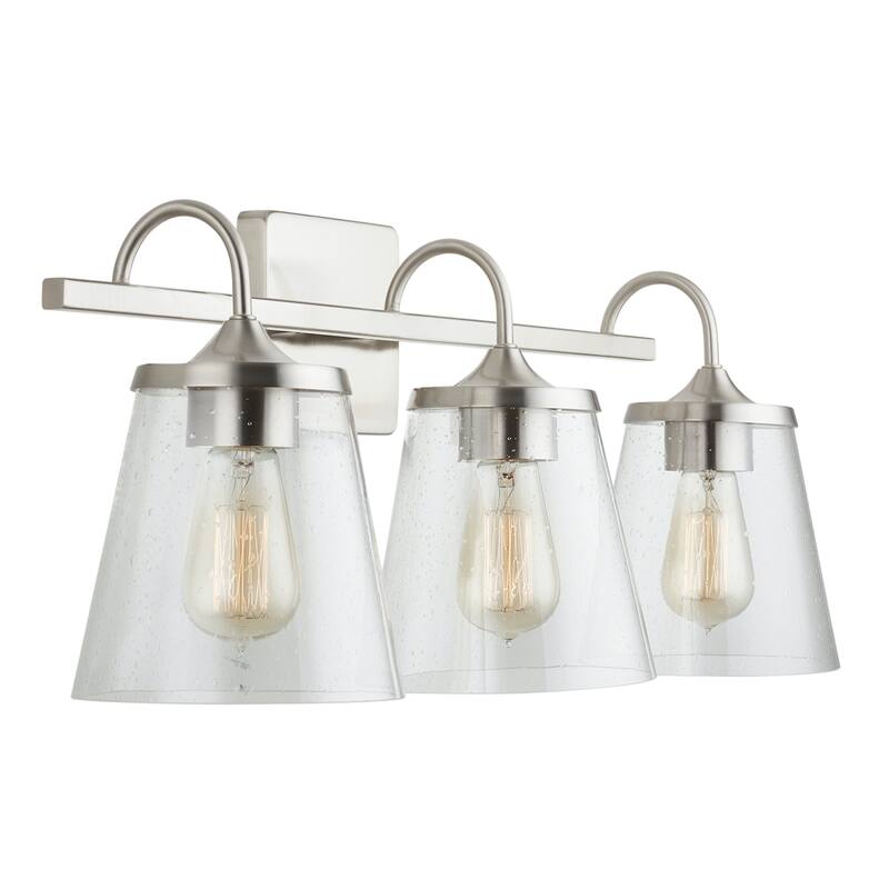 Jayne 3-light Bath/ Vanity Fixture w/ Clear Seeded Glass - Brushed Nickel