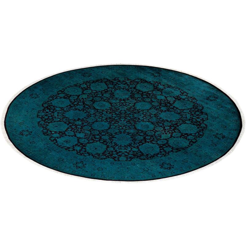 Fine Vibrance, One-of-a-Kind Hand-Knotted Area Rug - Green, 7' 1" x 7' 1" - 7' 1" x 7' 1"