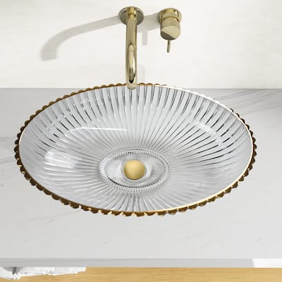 Lucine Oval Glass Crystal Bathroom Vessel Sink Basin - 21"