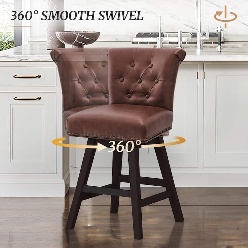 26 in. Set of 4 Bar Stools Counter Height Barstool 360° Swivel with Curved Backrest,Armless Stool