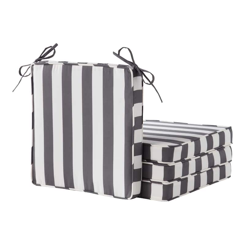 Greendale Home Fashions 18-Inch Square Outdoor Chair Pad (4-Pack) - Canopy Stripe Gray